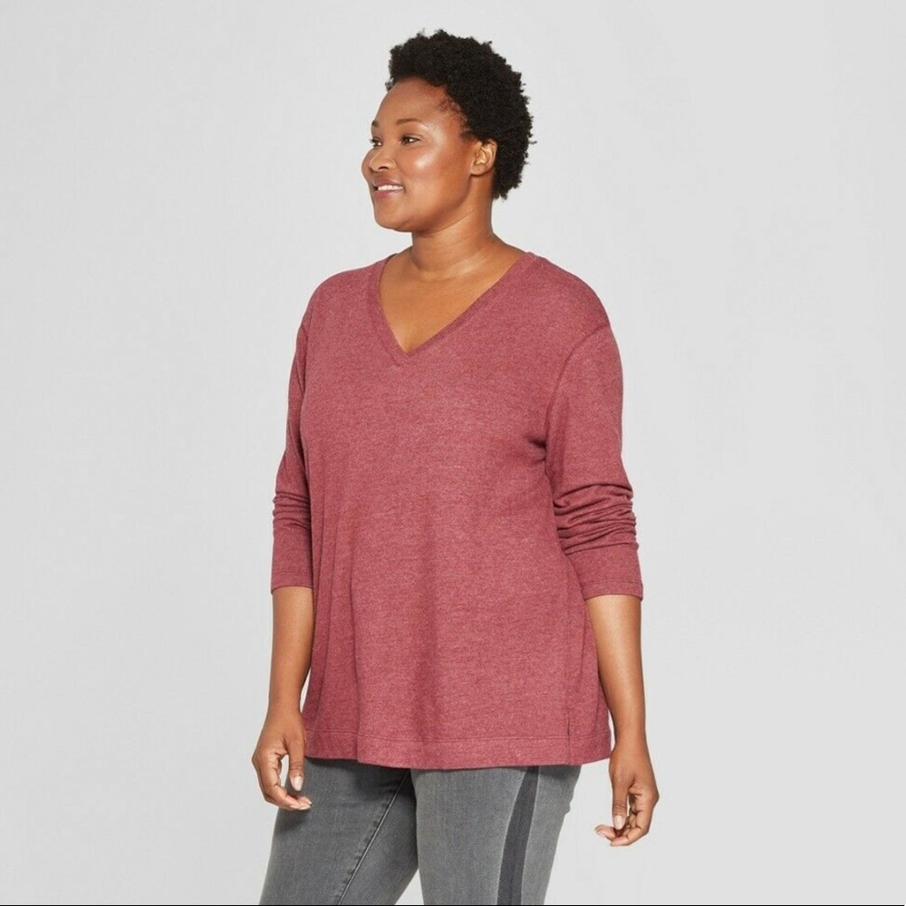 Women’s Plus Size Textured Long Sleeve Pullover